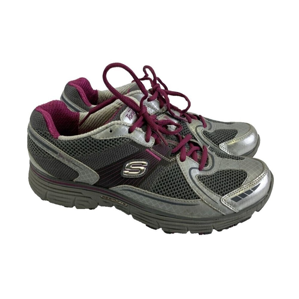Skechers Tone Ups Fitness Sneakers Resalyte Gray Pink Lace Up 11753 Womens 9.5